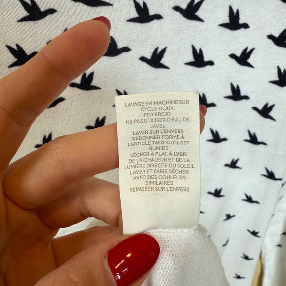 Boden, 100% Cotton Crew Neck Sweater, White with Navy Bird sweater, Medium - Picture 7 of 11